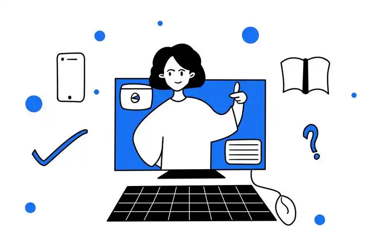 远程教育学生上网课插画