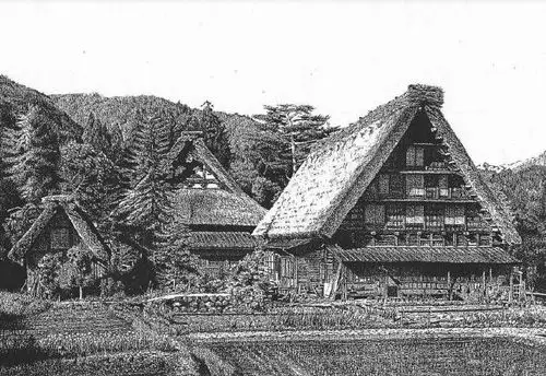 细致精美的建筑风景,日本画家杉山八郎的钢笔绘画作品