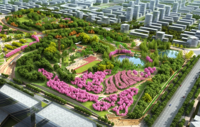 景观核心区鸟瞰效果图