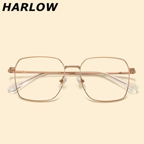 金色眼镜框男女潮个性复古金丝大方框近视可配镜片纯贝塔钛眼镜架