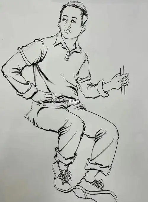 来一组速写步骤范画分享