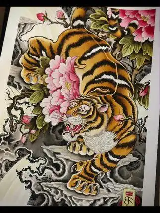 佛说相遇即是缘 #纹身手稿 #老虎纹身 #老虎纹身手稿 #下山虎纹身