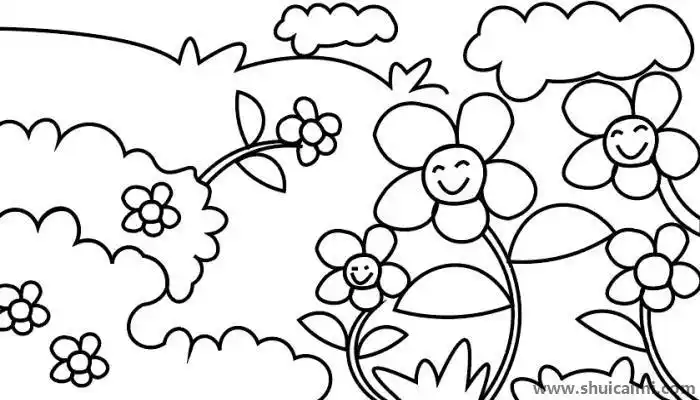 花丛简笔画比较简单