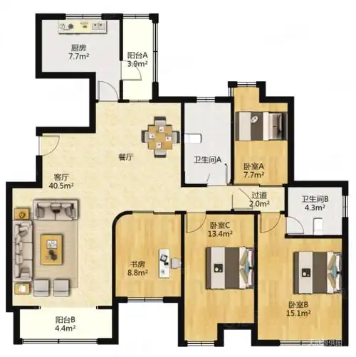 南北通透4室2厅精装修天地源枫林意树房东急置换诚意