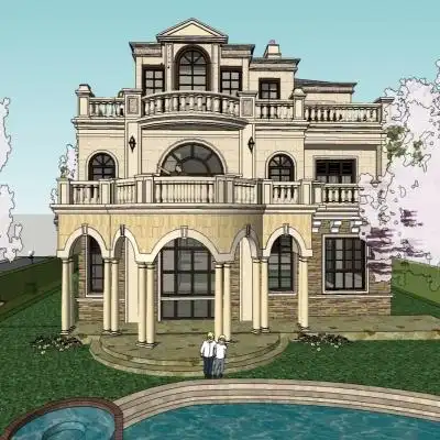 欧式古典独栋别墅su模型