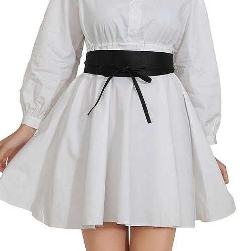 腰带女士百搭黑色装饰连衣裙腰带时尚女士复古简约打结裙子加长