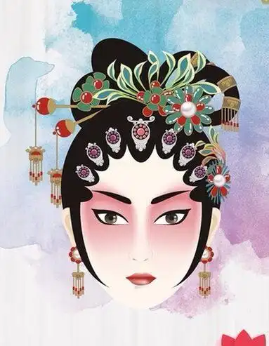 旦角半面脸谱,手绘的,有艺术感的,是属于插图的那种