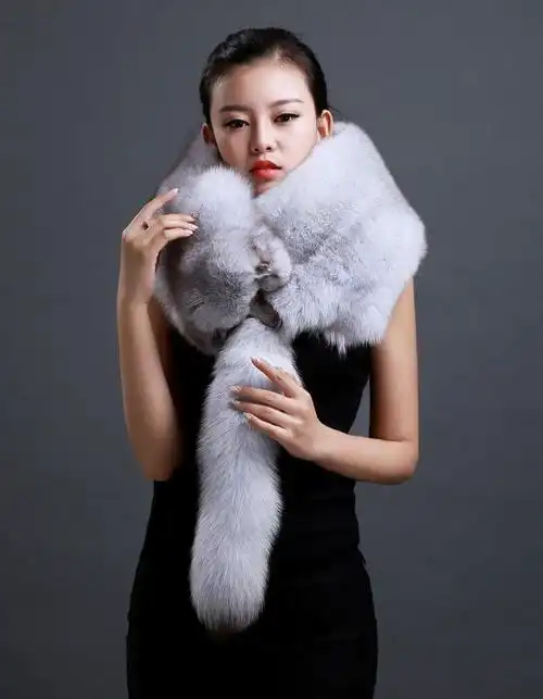 整只狐狸围脖围巾整张狐狸皮围脖高端狐狸真毛领子狐狸皮秋冬季男女