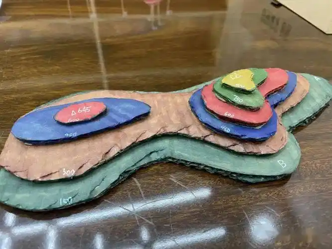 等高线地形图模型&地球仪模型展_地理_孩子_作品