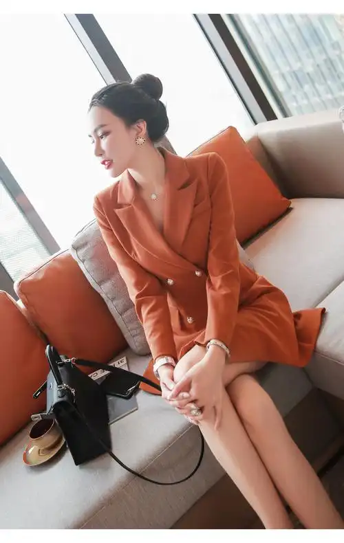 连衣裙气质女神范衣服2021年新款裙子早春名媛显瘦长袖西装裙短裙原创