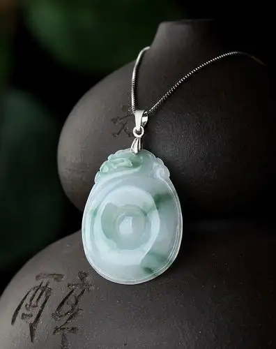 朵朵贝儿dodobel玉器专场s925银镶冰种水润福在眼前a货翡翠吊坠db