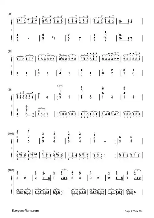 小星星变奏曲-莫扎特双手简谱预览4