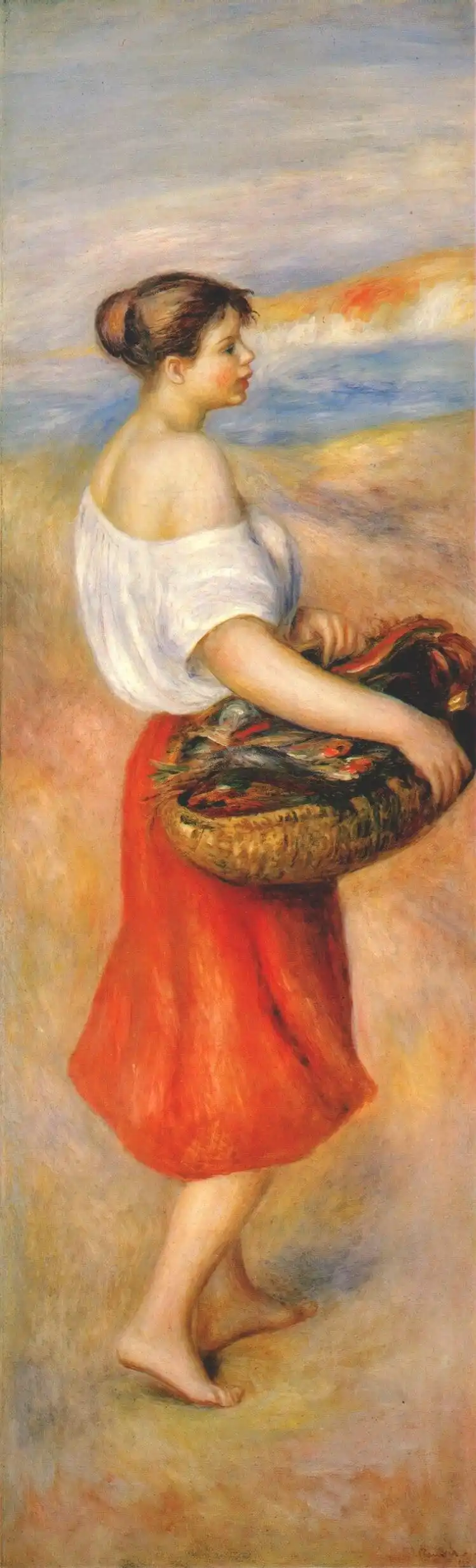 girl with a basket of fish