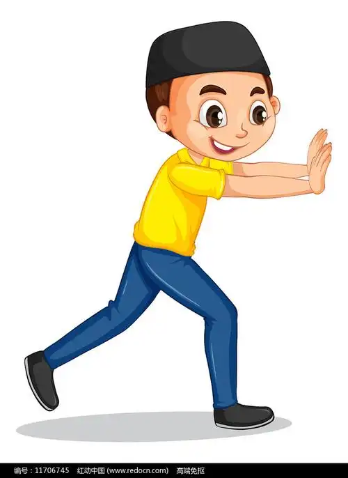 推门动作的男孩