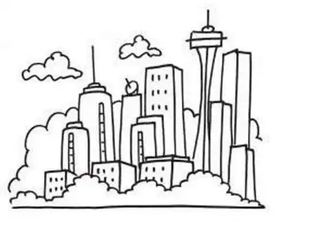 高楼大厦简笔画图片大全 中级简笔画教程-第6张