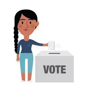 女性角色在投票箱里投票照片