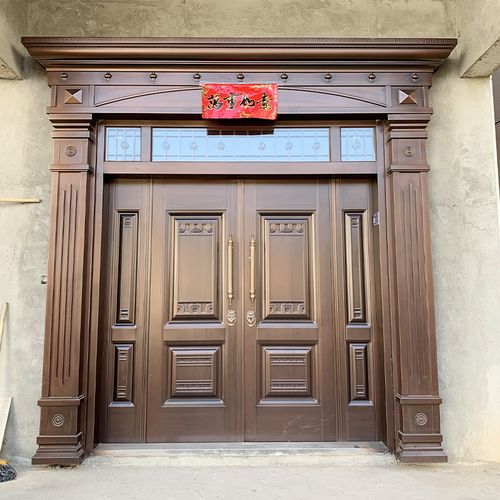 大门进户门农村自建房大门锌合金乡村仿铜门别墅大门双开门入户门