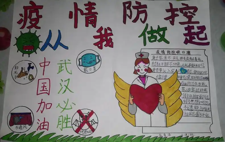 抗击病毒,从我做起—伊州区第五小学二年级八班小学生绘制手抄报为抗
