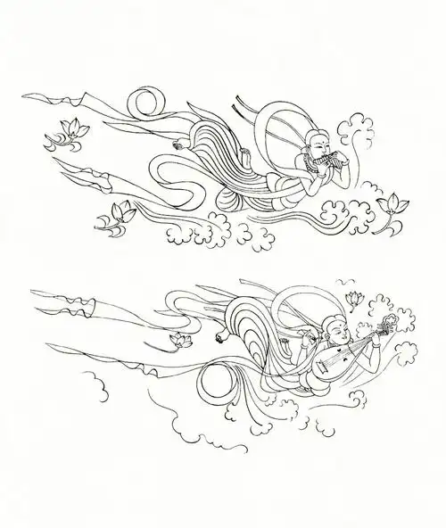敦煌飞天  #佛像  #敦煌莫高窟  #线稿 #壁画