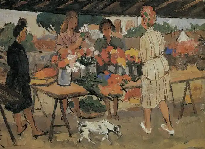 潘玉良 花摊 23×35 布面油画 40年代 中国美术馆藏