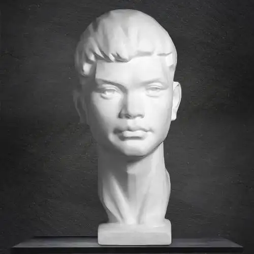 艺伯乐50cm广东青年石膏像人物头像美术素描石膏教具雕塑模型摆件