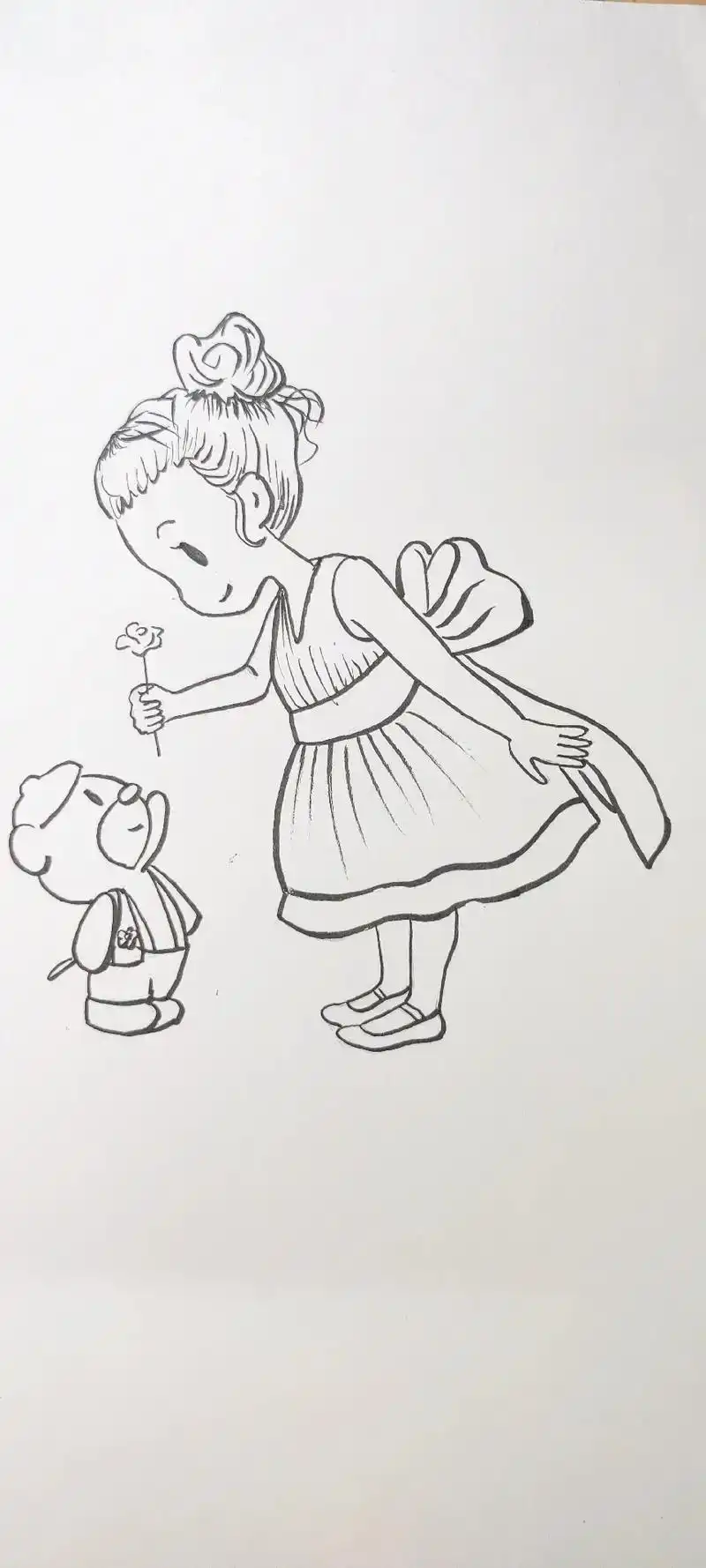 画一个可爱的小女孩#简笔画 #手绘 #可爱简笔画 #插画  - 抖音