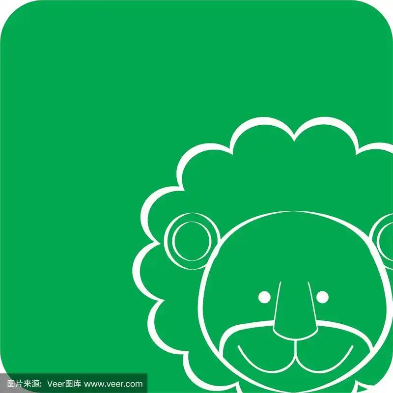 绿色的正方形狮子动物图片