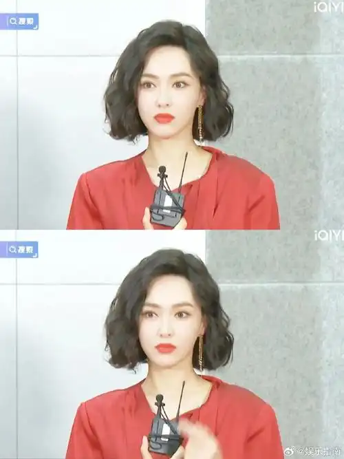 唐嫣港风短发##唐嫣红裙短发复古造型