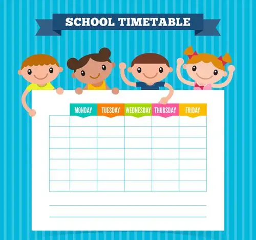 创意儿童装饰空白课程表矢量素材