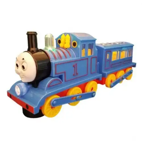 儿童节礼物益智男孩宝宝电动灯光音乐小火车玩具车蓝色带车厢列车