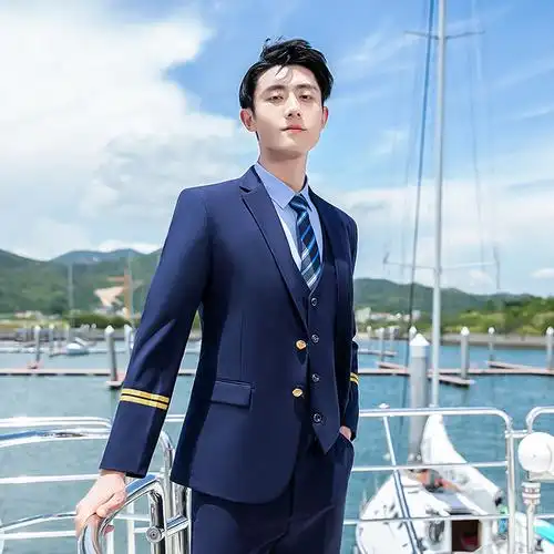 黄色西装国航机长制服马甲外套可刺绣logo