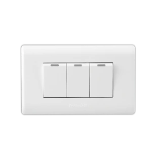 飞雕118型二位小三开双控开关3位3开三控单联通用面板家用长方形