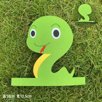盛秉呈昌儿童节幼儿园卡通动物头饰面具角色表演道具老 小蛇头饰