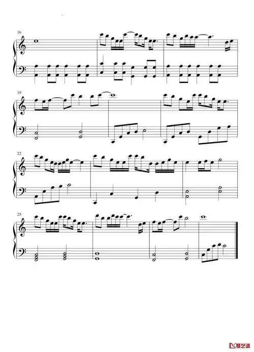 大雾钢琴谱c调简单版未知音素张一乔抖音热歌大雾四起我在无人处想你