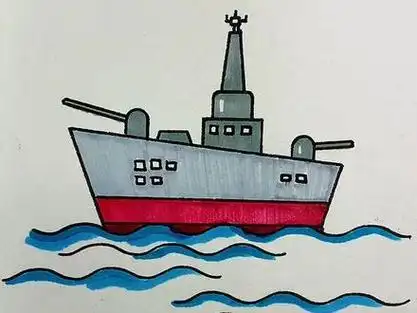 宿迁舰666号简笔画_中国战舰简笔画_中国驱逐舰简笔画 - 抖音