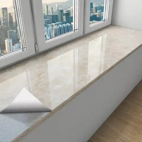 飘窗贴纸防水飘窗台装饰翻新贴包边框窗台板自粘pvc台面加厚