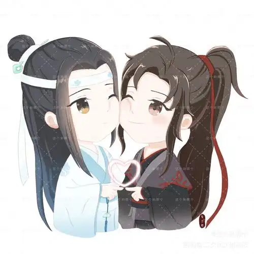 忘羡贴贴7815_魔道祖师忘羡蓝忘机魏无羡q版绘画作品