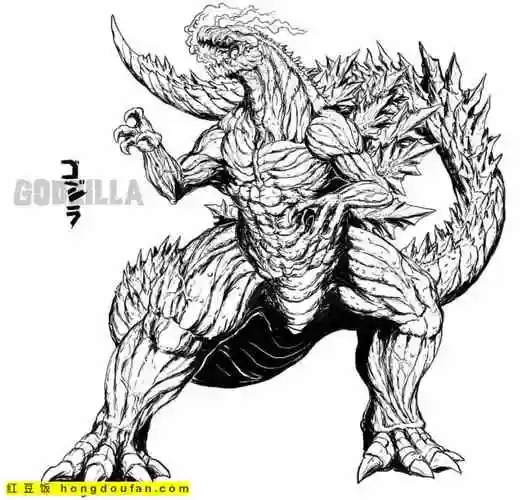 4到8岁孩子们最爱的10张哥斯拉怪兽卡通涂色简笔画