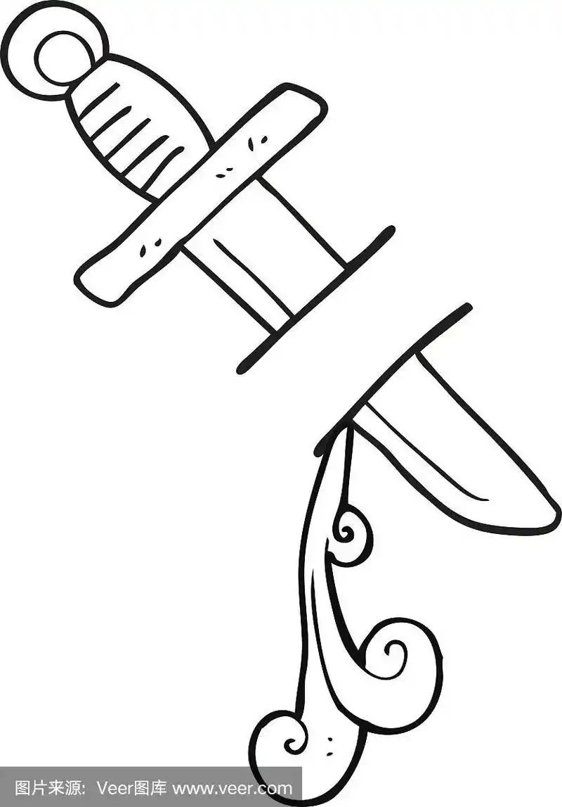 黑白卡通纹身刀符号