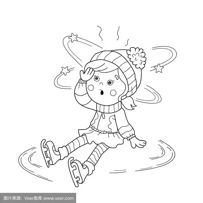 轮廓,女孩,戒童,动画片,花样滑冰