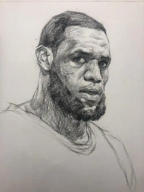 詹姆斯素描图片 詹姆斯头像手绘画法 步骤图片