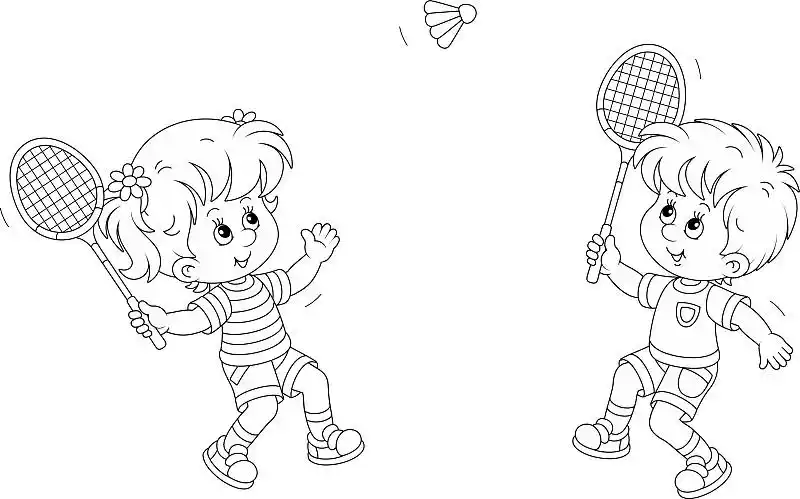 快乐的小朋友打羽毛球图片