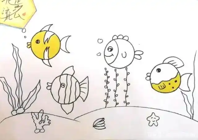 北步流云绘画 小鱼6▲北步流云绘画 小鱼7小鱼简笔画这样就画核了