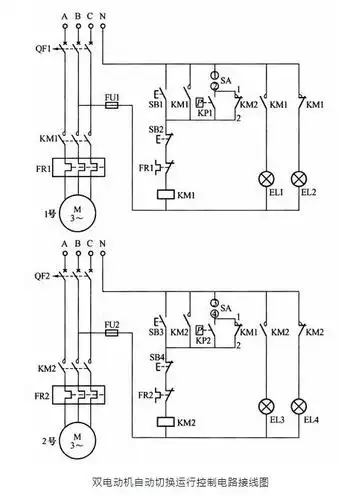 双电动机自动切换控制电路接线图