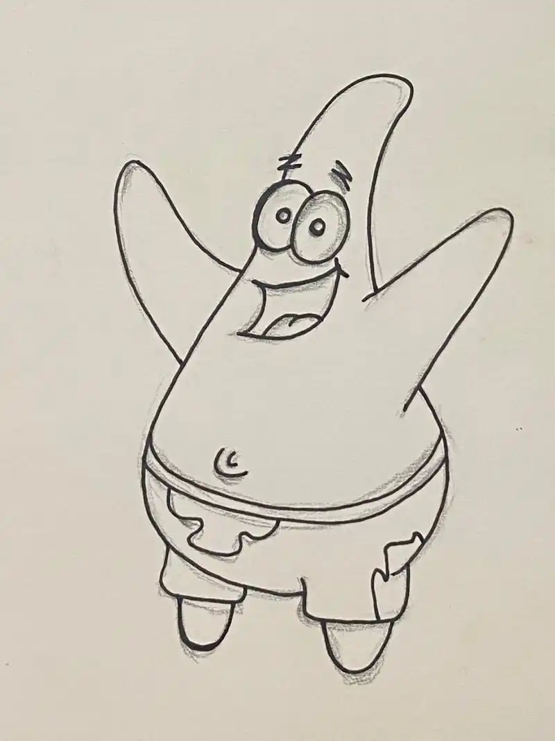 简笔画 临摹 派大星 附带步骤 累了就出去浪,天空是你的,阳光是你的