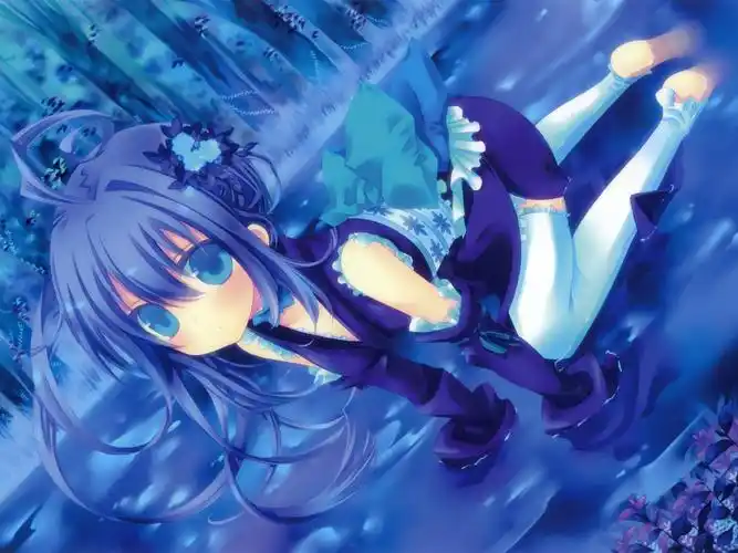 蓝眼睛的动漫女孩,水,神情