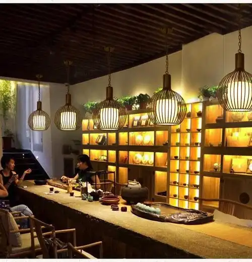 新中式吊灯_新中式吊灯鸟笼灯现代简约禅意茶楼中国风餐厅火锅店吊灯
