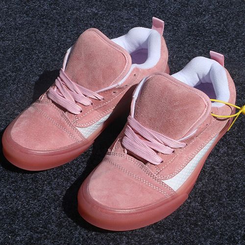 高颜值穿搭潮鞋藕粉色鞋子板鞋男鞋女鞋面包鞋低帮帆布鞋情侣鞋 粉色