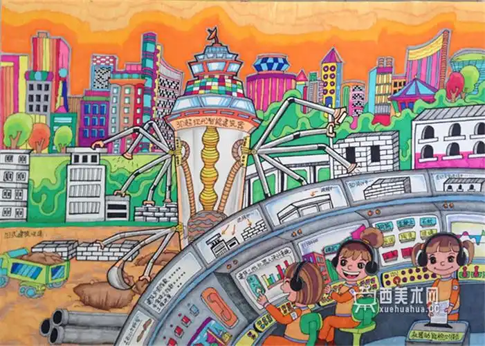 优秀小学生科幻画3d超现代智能建筑器赏析