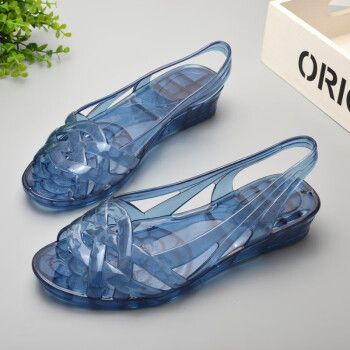 葛诺老式凉鞋80年代小时候的塑料凉鞋水晶女夏怀旧经典复古凉鞋 2068